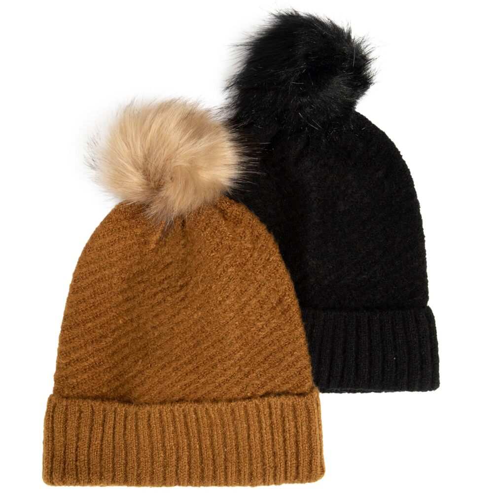 8768 Beanie, Black & Camel